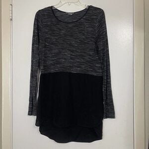 VINCE. Marled grey black knit long sleeve tunic top silk combo size Small